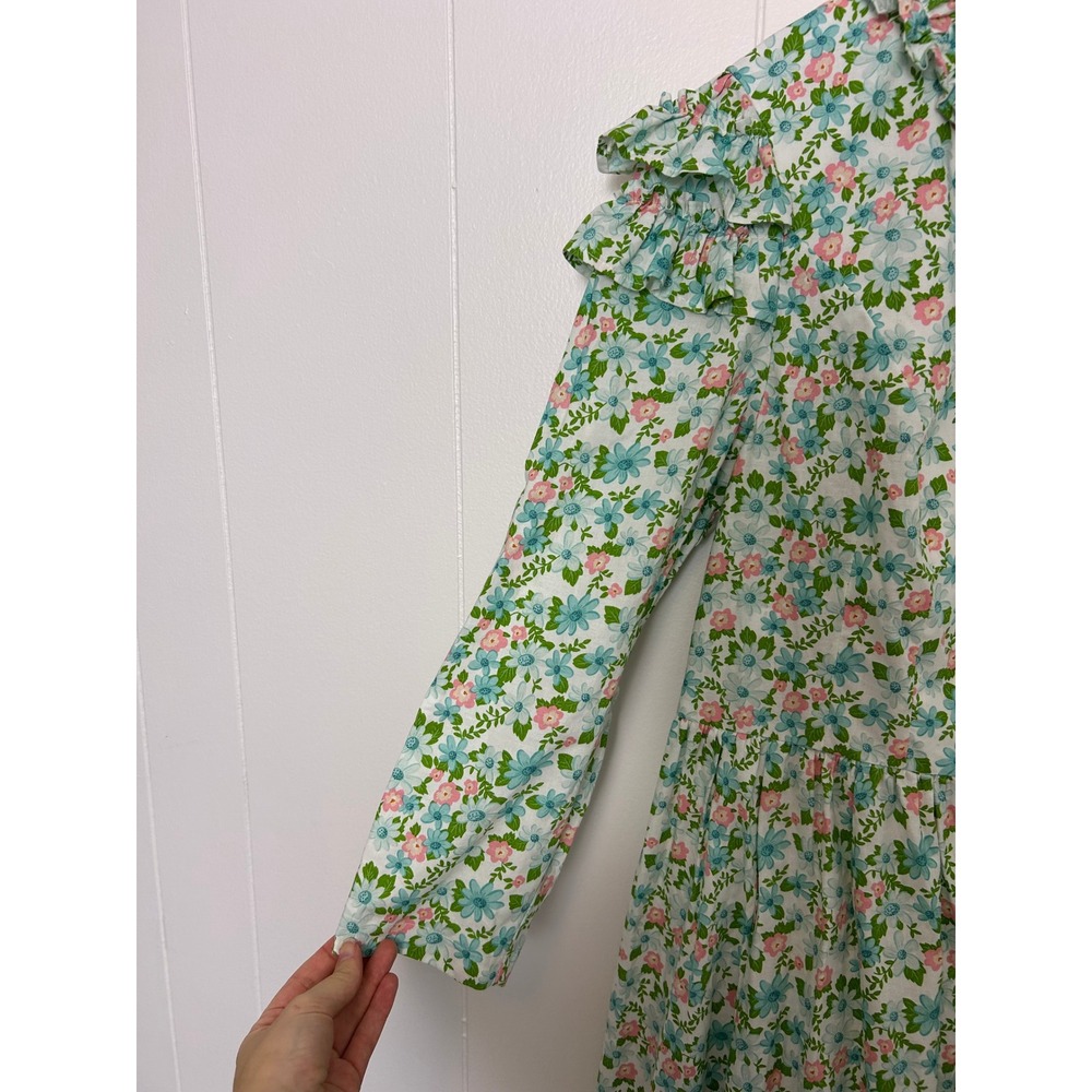 Recollections Prairie Dress Floral ruffle Neck Maxi Cotton USA Made cottagecore - Picture 4 of 12